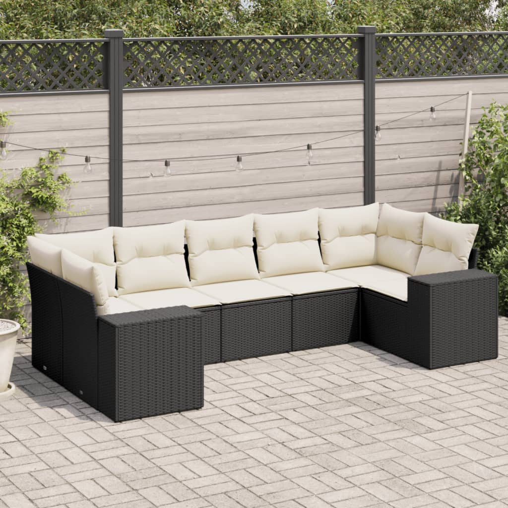 Set Canapele De Grădină, 7 Piese, Cu Perne, , Poliratan