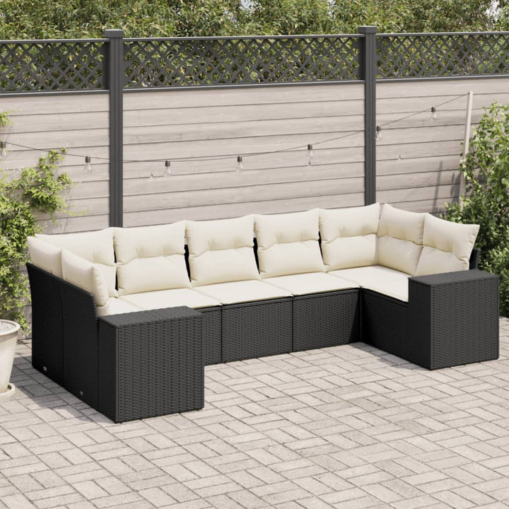 Set Canapele De Grădină, 7 Piese, Cu Perne, , Poliratan