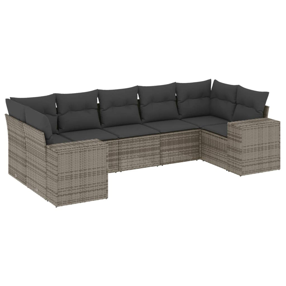 Set Canapele De Grădină, 7 Piese, Cu Perne, , Poliratan