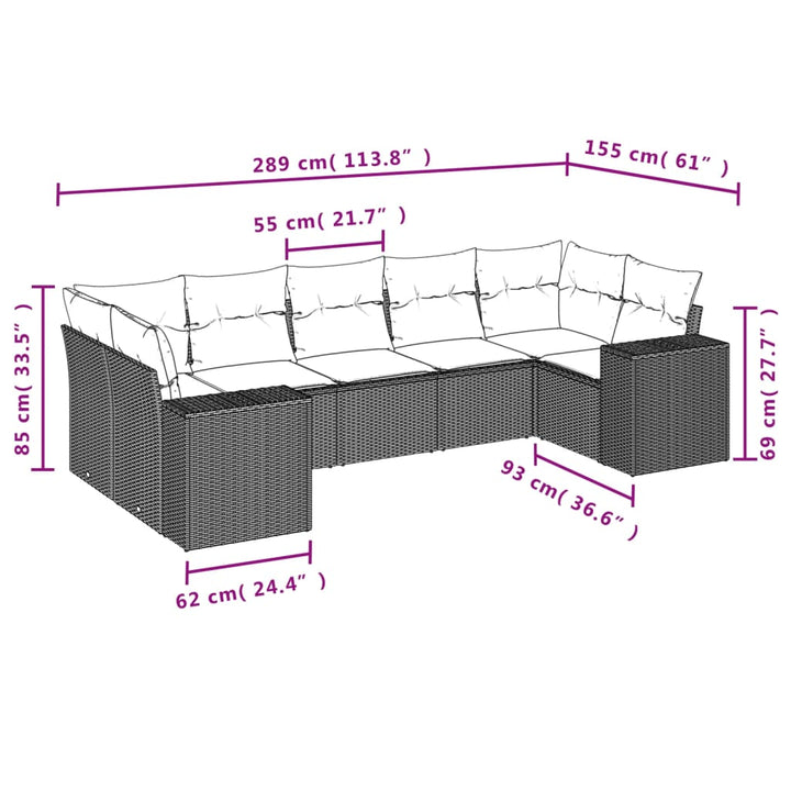 Set Canapele De Grădină, 7 Piese, Cu Perne, , Poliratan