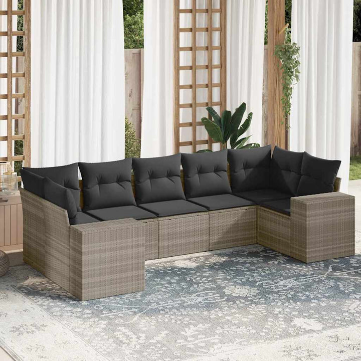 Set Canapele De Grădină, 7 Piese, Cu Perne, , Poliratan