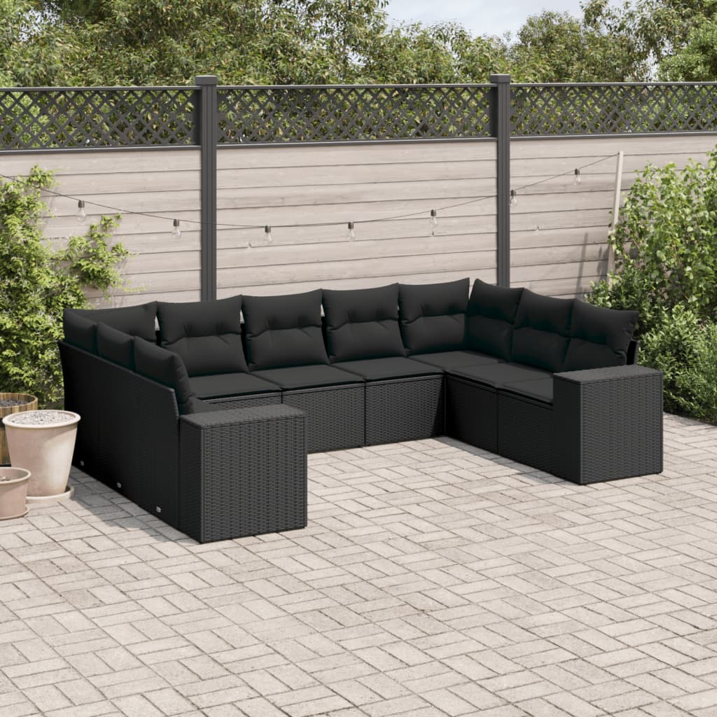 Set Mobilier De Grădină Cu Perne, 10 Piese, , Poliratan