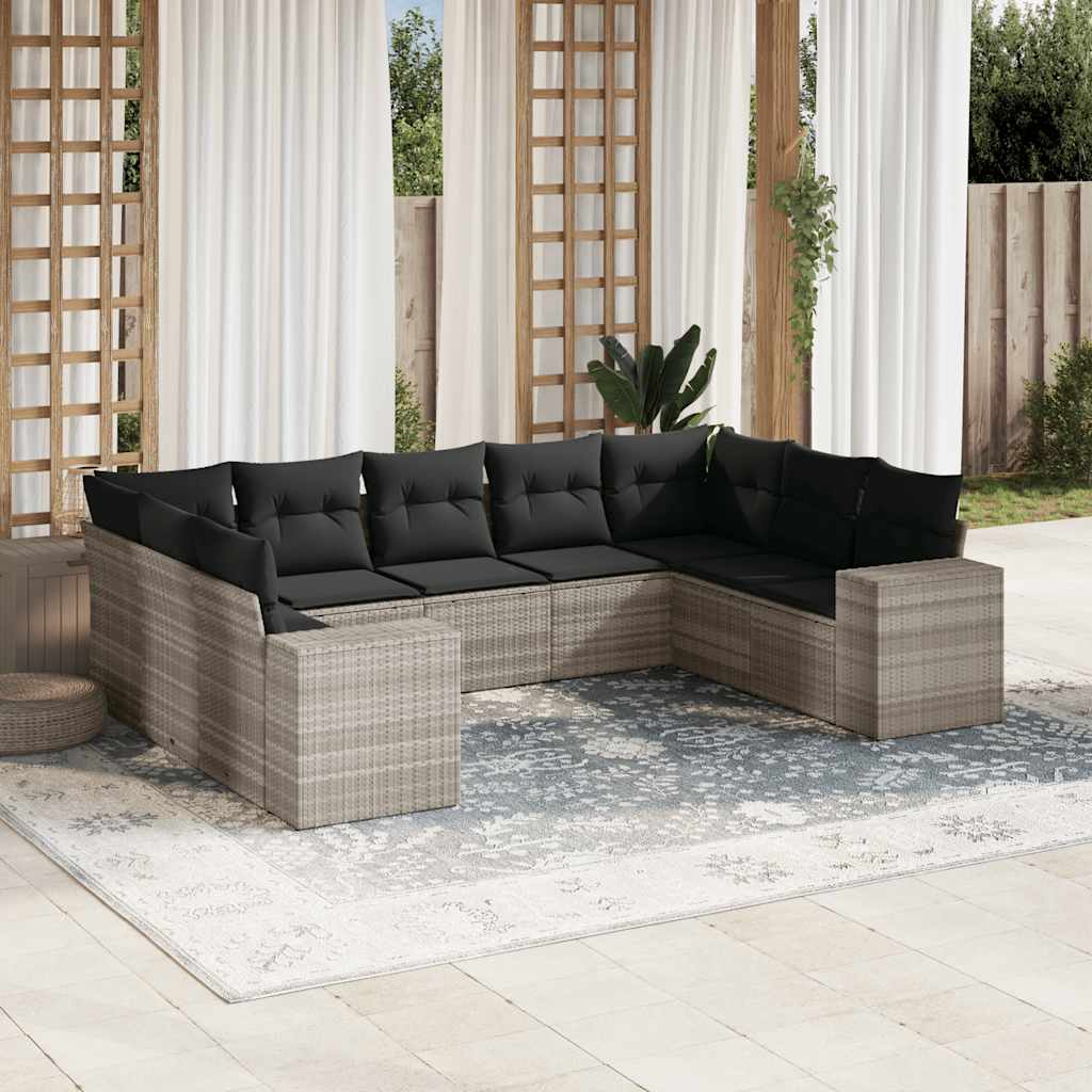 Set Mobilier De Grădină Cu Perne, 10 Piese, , Poliratan