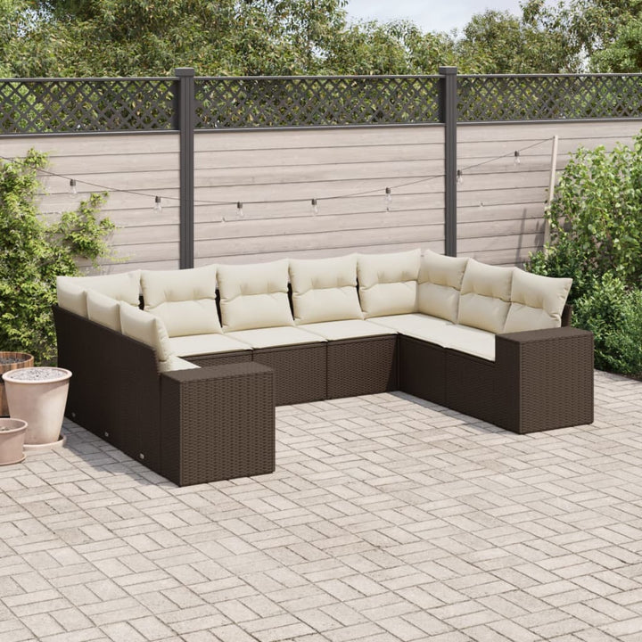 Set Mobilier De Grădină Cu Perne, 10 Piese, , Poliratan