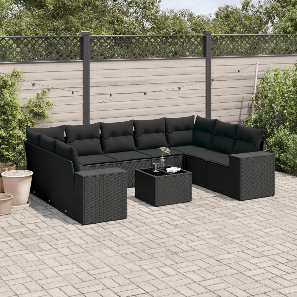 Set Mobilier De Grădină Cu Perne, 10 Piese, , Poliratan