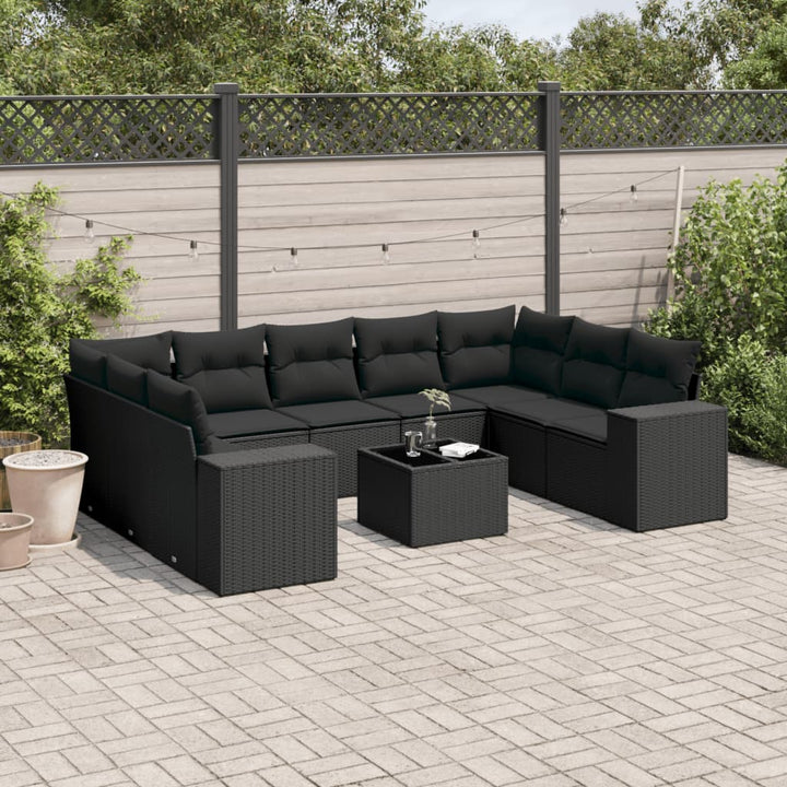 Set Mobilier De Grădină Cu Perne, 10 Piese, , Poliratan
