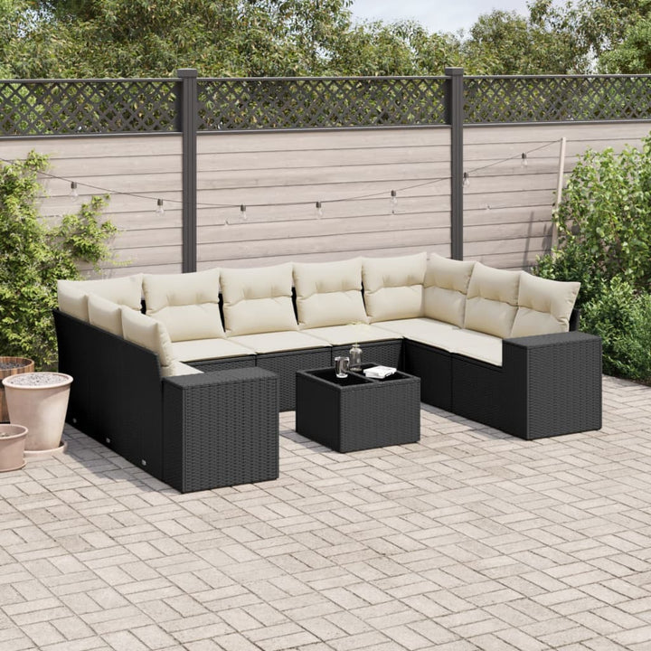 Set Mobilier De Grădină Cu Perne, 10 Piese, , Poliratan