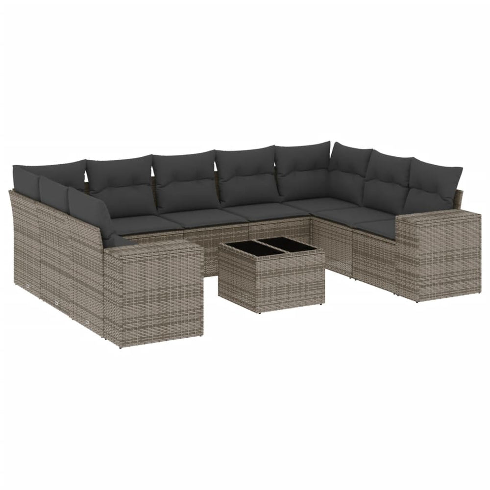 Set Mobilier De Grădină Cu Perne, 10 Piese, , Poliratan