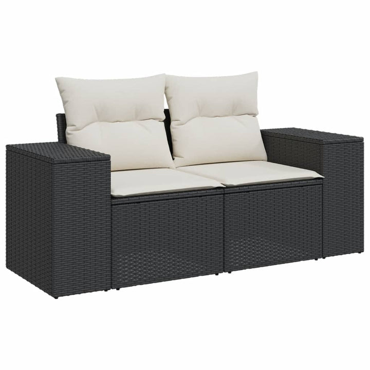 Set Mobilier De Grădină Cu Perne, 9 Piese, Negru, Poliratan