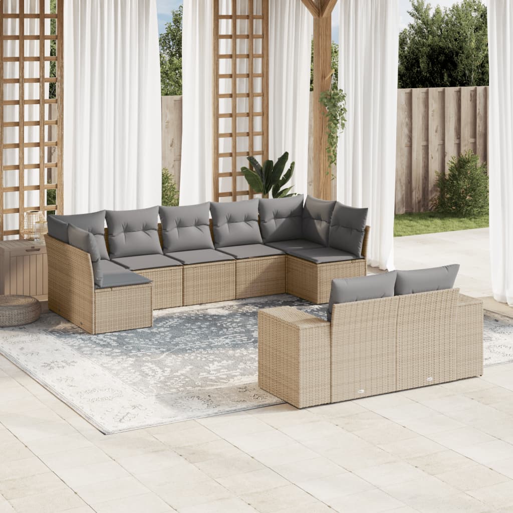 Set Mobilier De Grădină Cu Perne, 9 Piese, Negru, Poliratan