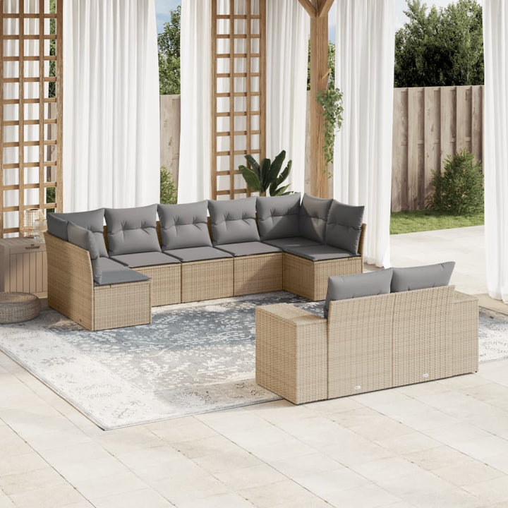 Set Mobilier De Grădină Cu Perne, 9 Piese, Negru, Poliratan