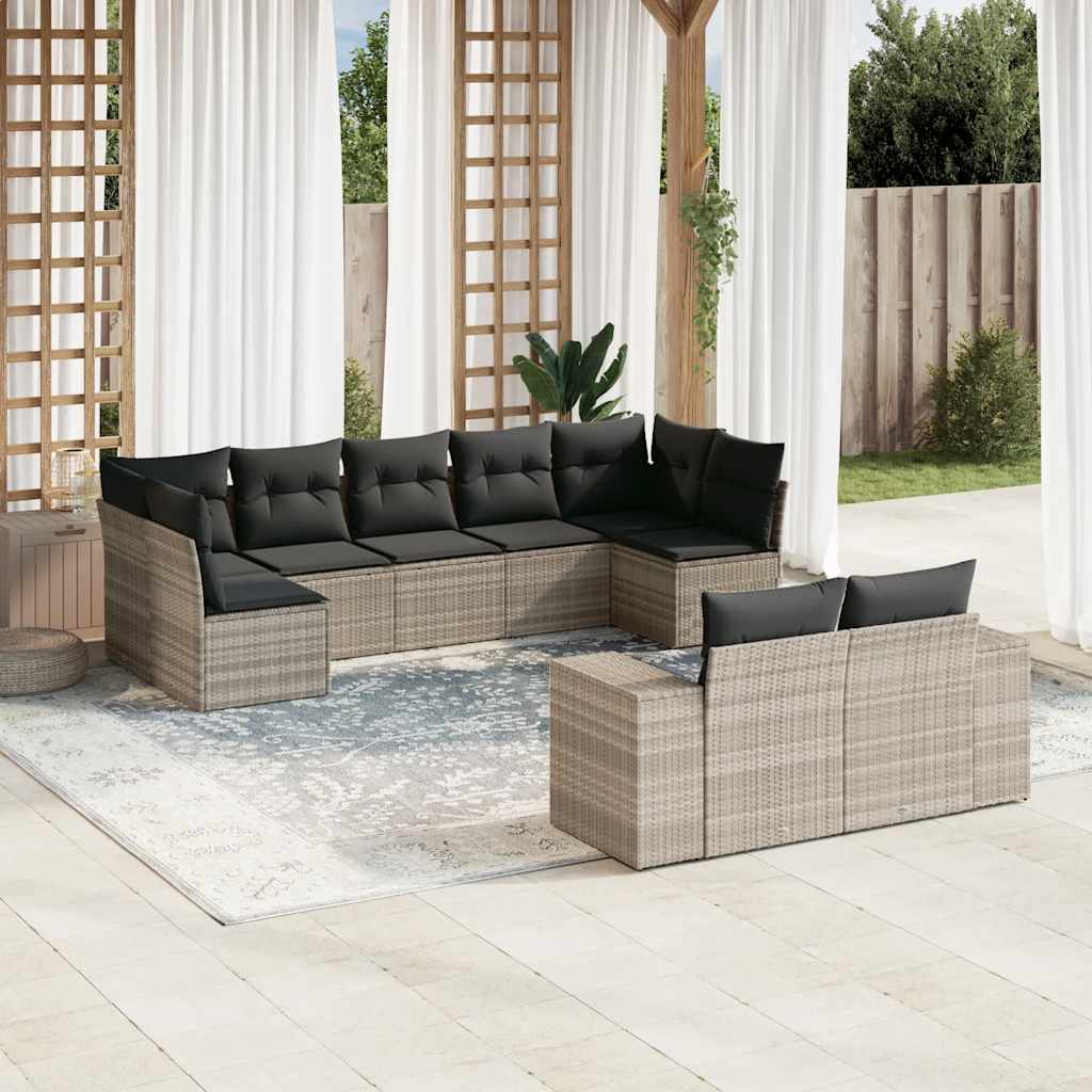 Set Mobilier De Grădină Cu Perne, 9 Piese, Negru, Poliratan