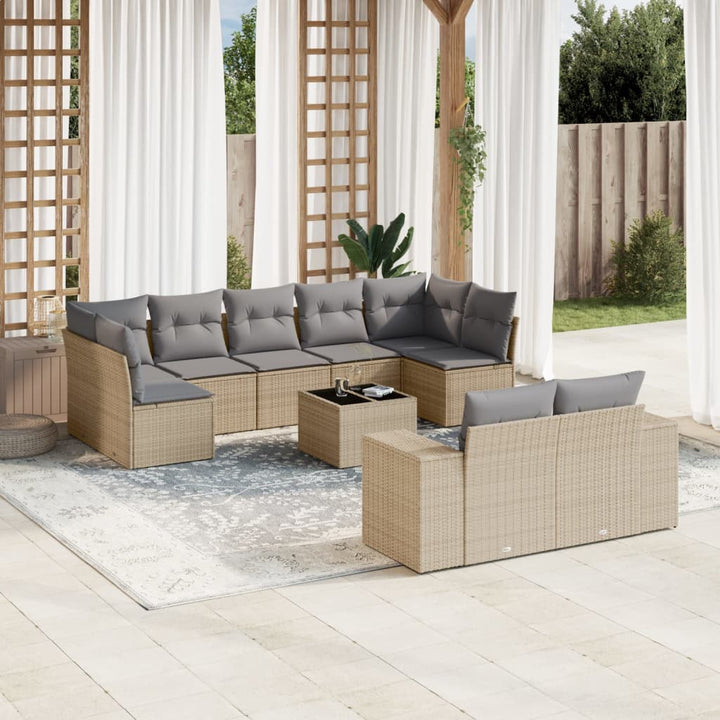 Set Mobilier De Grădină Cu Perne, 9 Piese, Negru, Poliratan