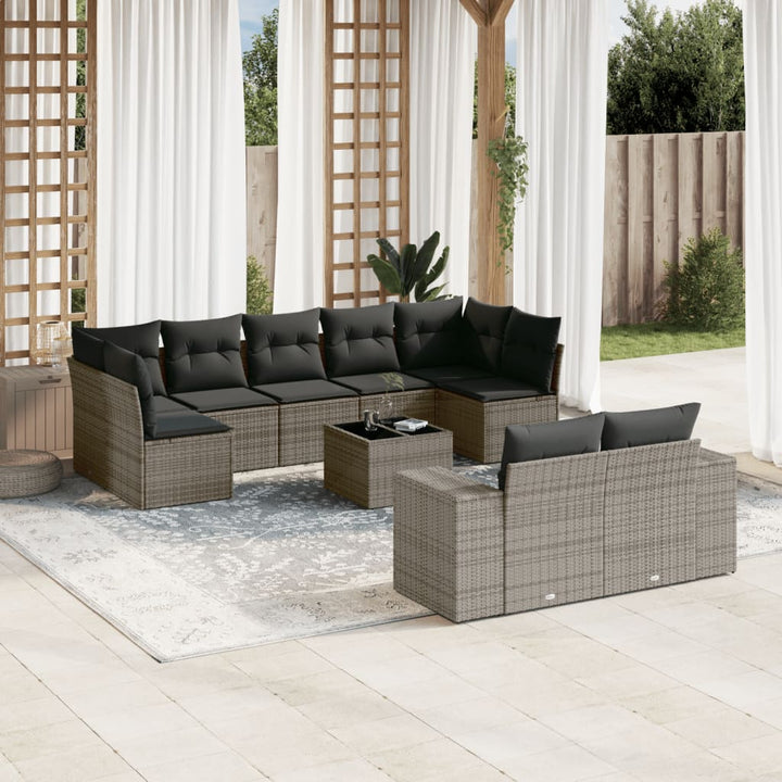 Set Mobilier De Grădină Cu Perne, 9 Piese, Negru, Poliratan