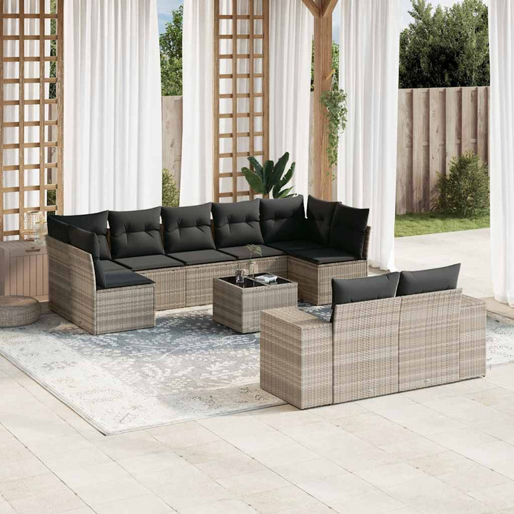 Set Mobilier De Grădină Cu Perne, 9 Piese, Negru, Poliratan