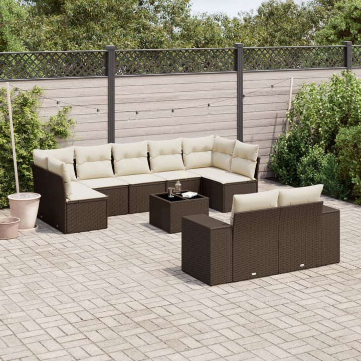 Set Mobilier De Grădină Cu Perne, 9 Piese, Negru, Poliratan
