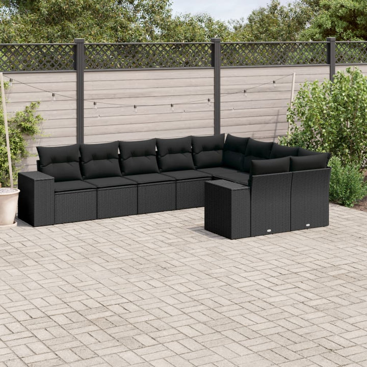 Set Mobilier De Grădină Cu Perne, 10 Piese, , Poliratan