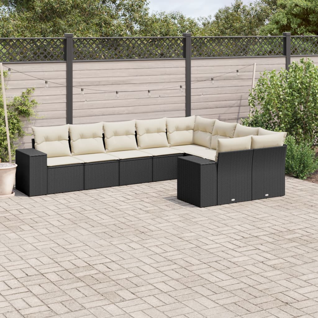 Set Mobilier De Grădină Cu Perne, 10 Piese, , Poliratan