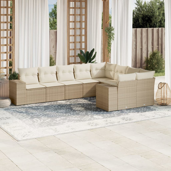 Set Mobilier De Grădină Cu Perne, 10 Piese, , Poliratan