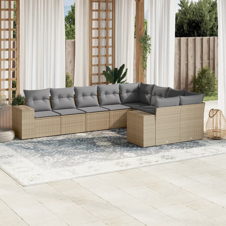 Set Mobilier De Grădină Cu Perne, 10 Piese, , Poliratan