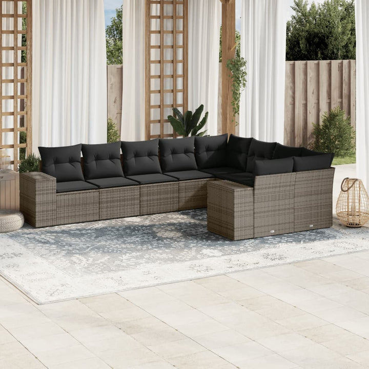 Set Mobilier De Grădină Cu Perne, 10 Piese, , Poliratan