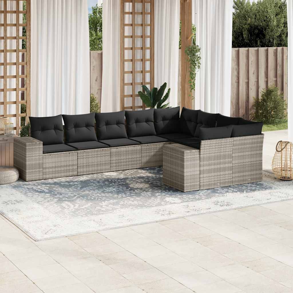 Set Mobilier De Grădină Cu Perne, 10 Piese, , Poliratan