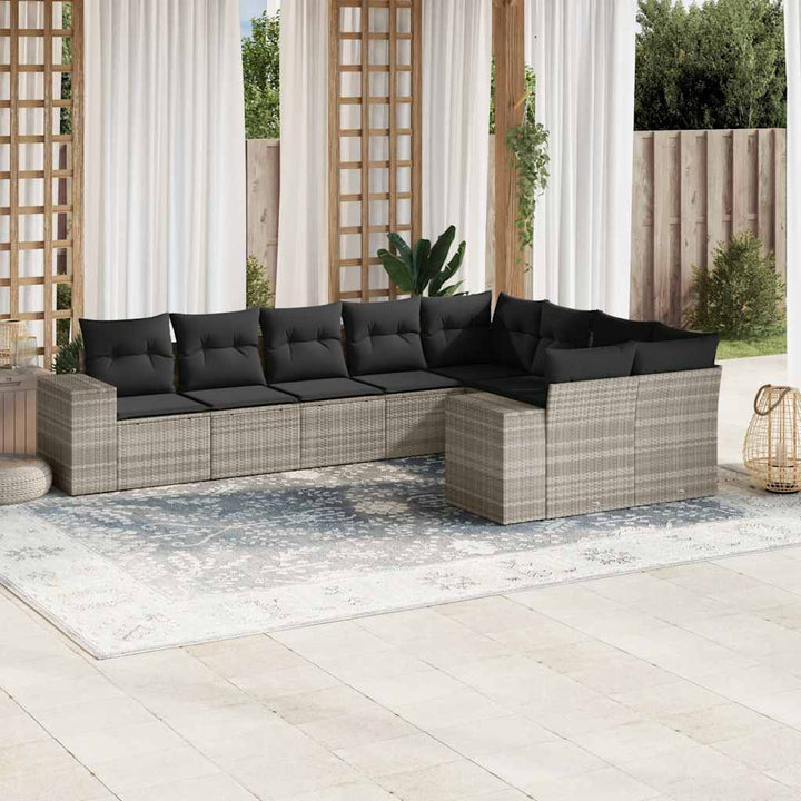 Set Mobilier De Grădină Cu Perne, 10 Piese, , Poliratan