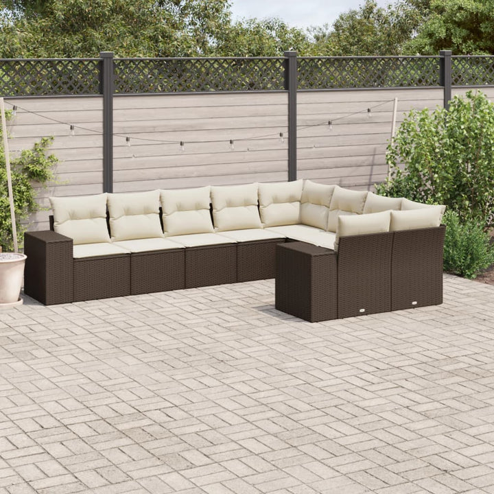 Set Mobilier De Grădină Cu Perne, 10 Piese, , Poliratan
