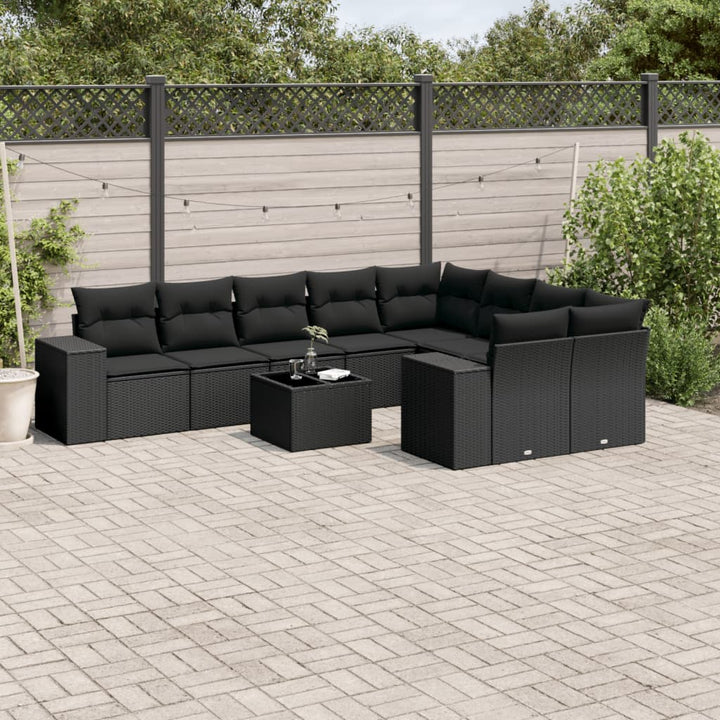 Set Mobilier De Grădină Cu Perne, 10 Piese, , Poliratan