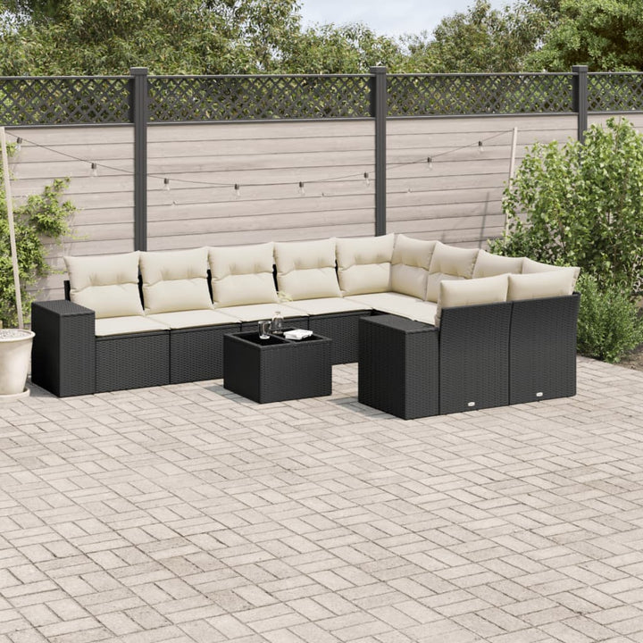 Set Mobilier De Grădină Cu Perne, 10 Piese, , Poliratan