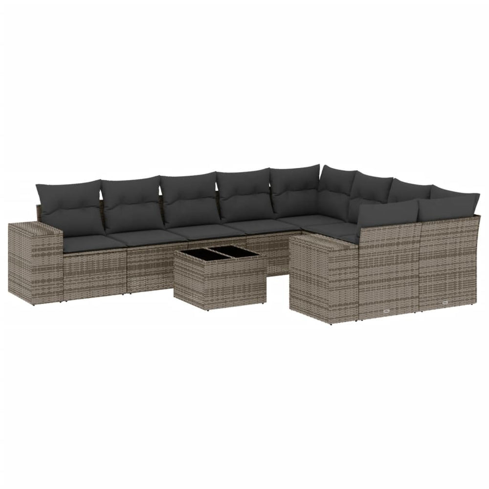 Set Mobilier De Grădină Cu Perne, 10 Piese, , Poliratan