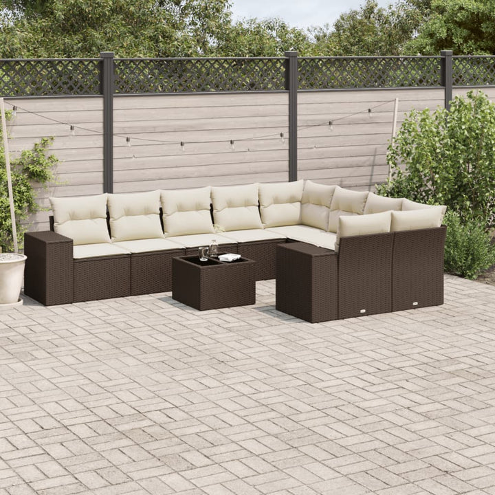 Set Mobilier De Grădină Cu Perne, 10 Piese, , Poliratan