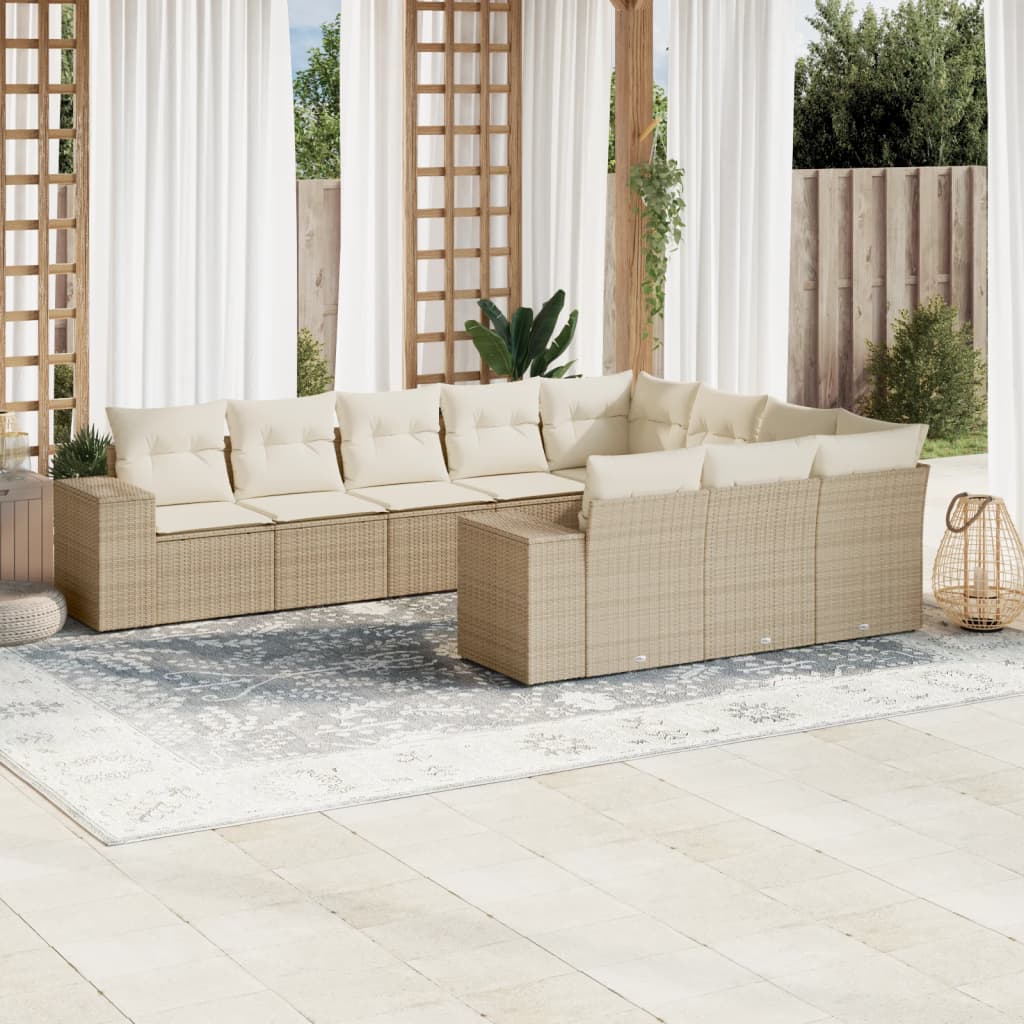 Set Mobilier De Grădină Cu Perne, 10 Piese, , Poliratan