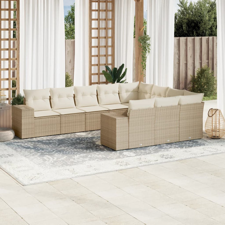 Set Mobilier De Grădină Cu Perne, 10 Piese, , Poliratan