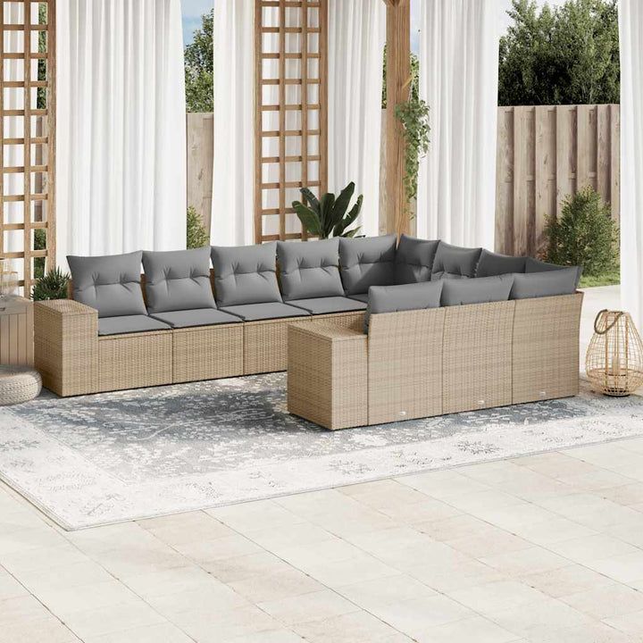 Set Mobilier De Grădină Cu Perne, 10 Piese, , Poliratan