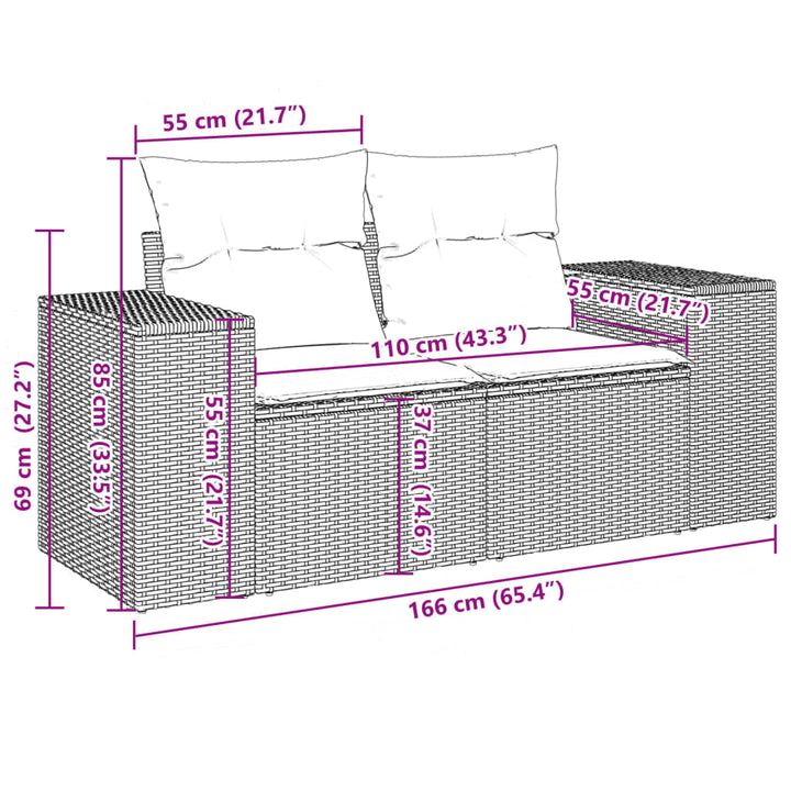 Set Mobilier De Grădină Cu Perne, 10 Piese, , Poliratan