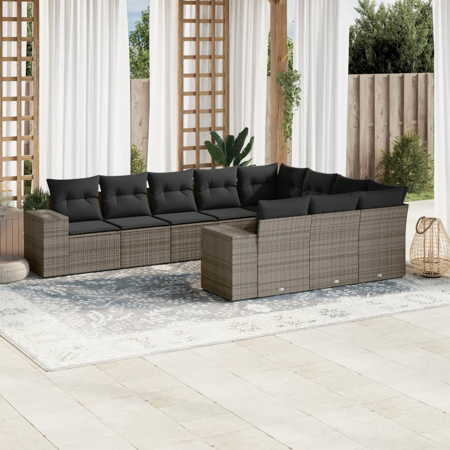 Set Mobilier De Grădină Cu Perne, 10 Piese, , Poliratan