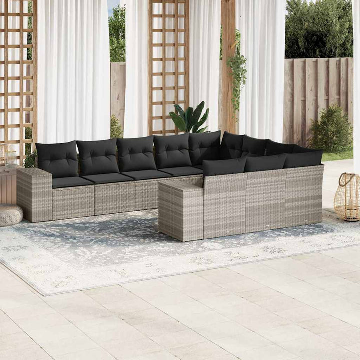 Set Mobilier De Grădină Cu Perne, 10 Piese, , Poliratan