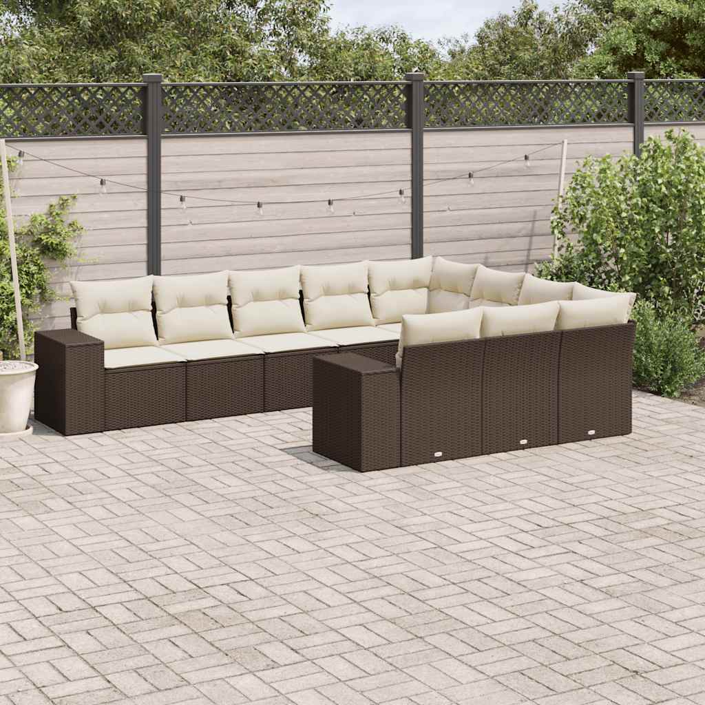 Set Mobilier De Grădină Cu Perne, 10 Piese, , Poliratan
