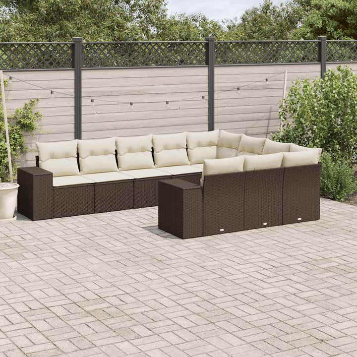 Set Mobilier De Grădină Cu Perne, 10 Piese, , Poliratan