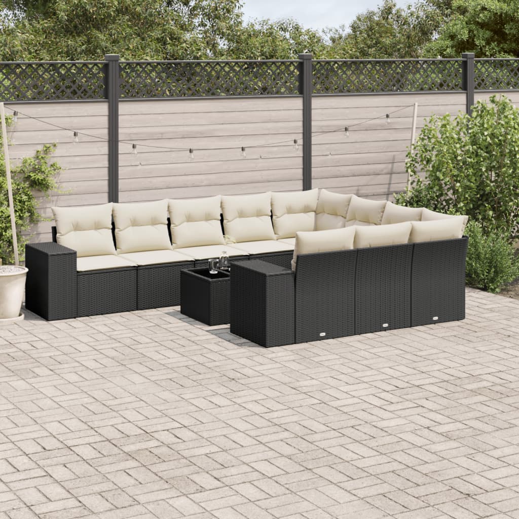 Set Mobilier De Grădină Cu Perne, 10 Piese, , Poliratan