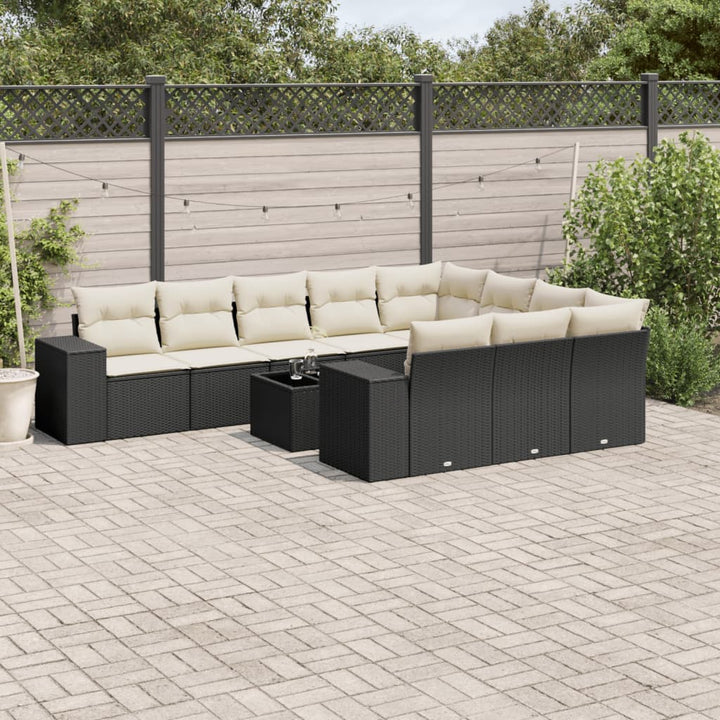 Set Mobilier De Grădină Cu Perne, 10 Piese, , Poliratan
