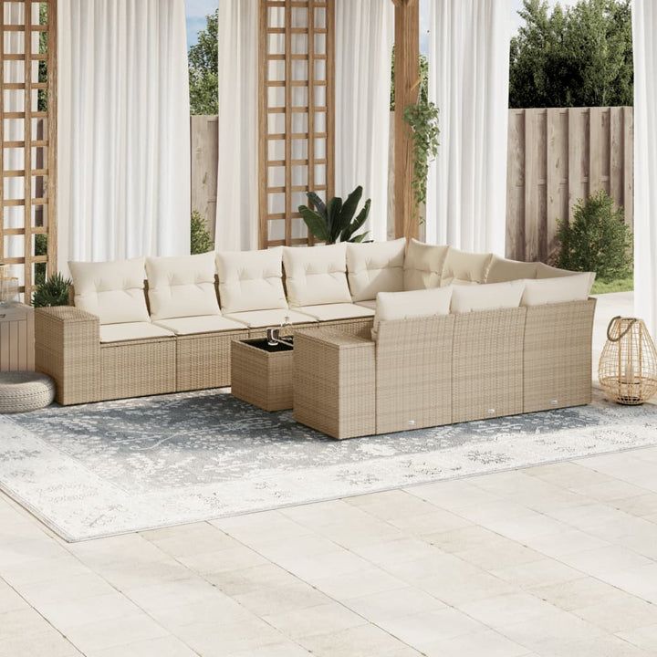 Set Mobilier De Grădină Cu Perne, 10 Piese, , Poliratan