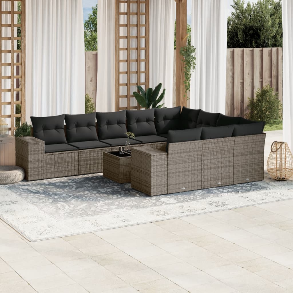 Set Mobilier De Grădină Cu Perne, 10 Piese, , Poliratan