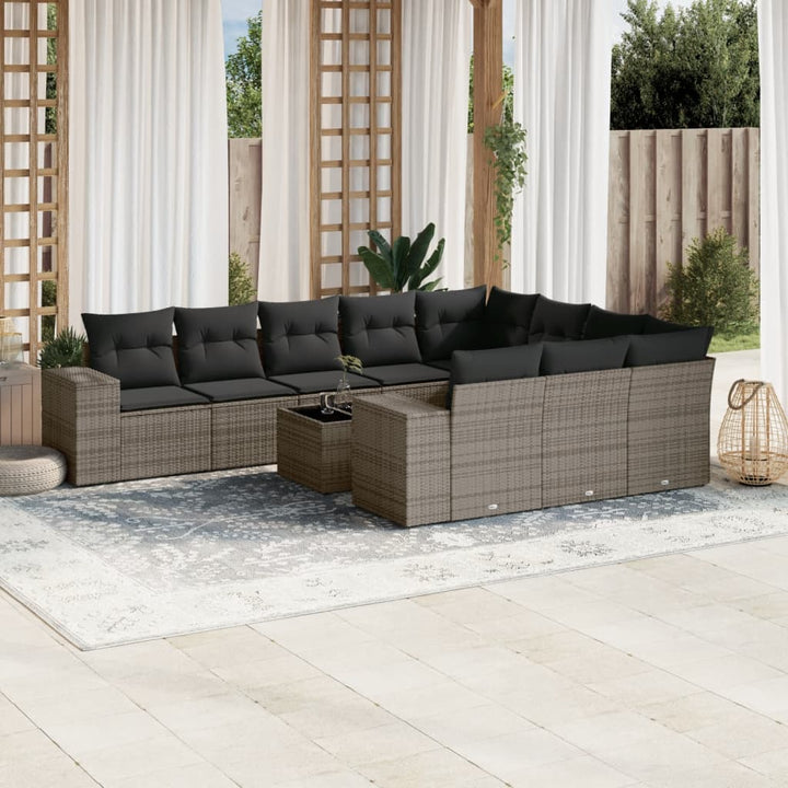 Set Mobilier De Grădină Cu Perne, 10 Piese, , Poliratan