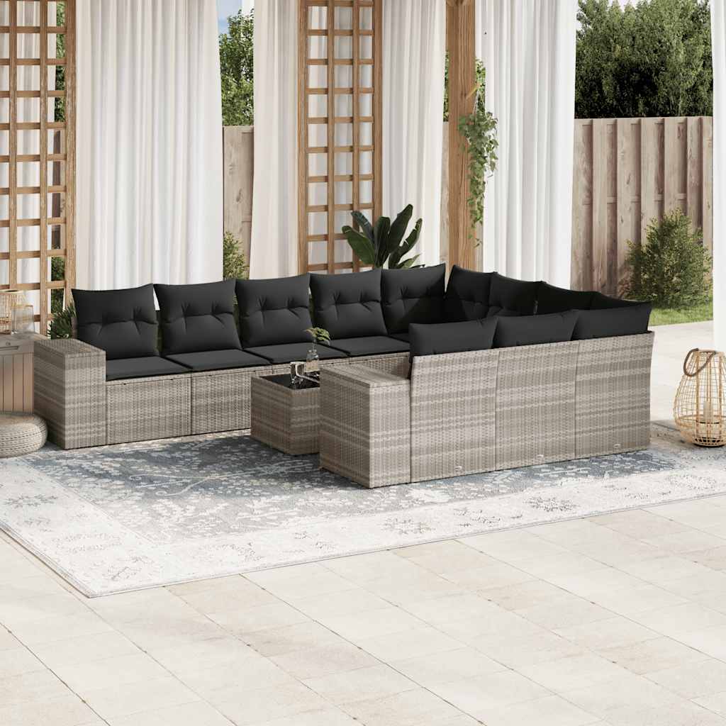 Set Mobilier De Grădină Cu Perne, 10 Piese, , Poliratan