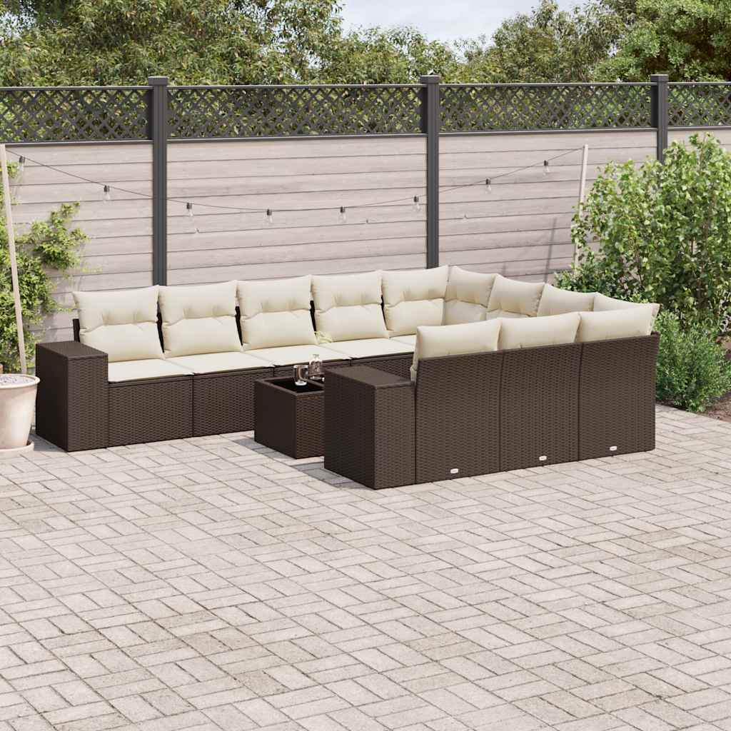 Set Mobilier De Grădină Cu Perne, 10 Piese, , Poliratan