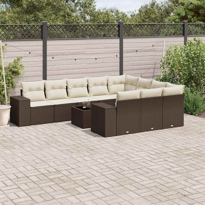 Set Mobilier De Grădină Cu Perne, 10 Piese, , Poliratan