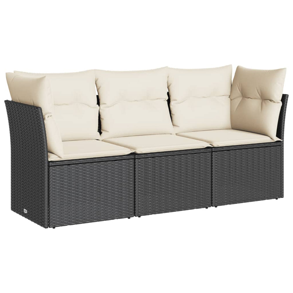 Set Mobilier De Grădină Cu Perne, 3 Piese, Negru, Poliratan