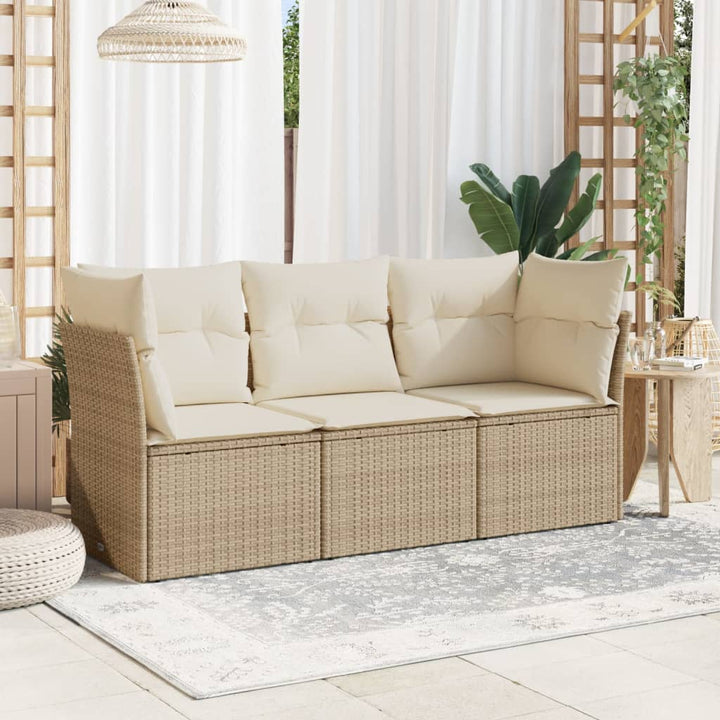 Set Mobilier De Grădină Cu Perne, 3 Piese, Negru, Poliratan